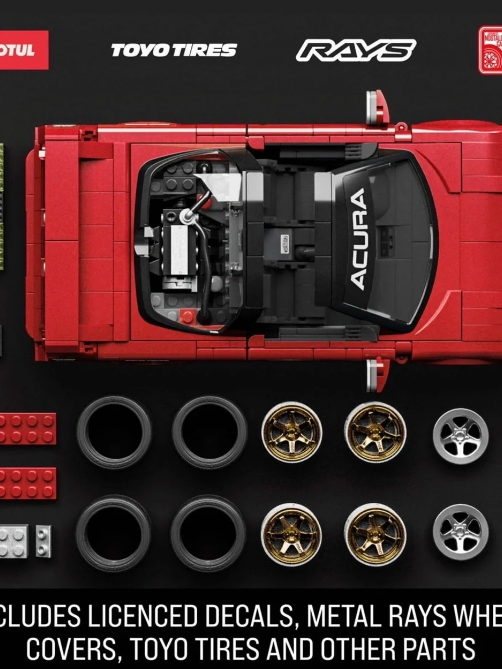 Mattel Hot Wheels '90 Acura NSX Brick Car Kit - Red with Black Accents